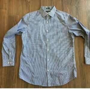 Banana Republic Camden Fit Plaid Blue Button Up Shirt Lg No Iron Cotton Chest 42